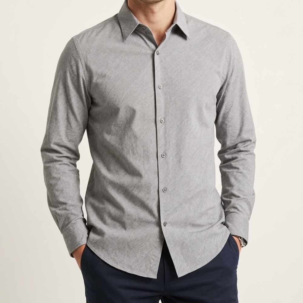 Banana Republic Men’s Large Gray Cotton Button Down Shirt Long Sleeve Textured L